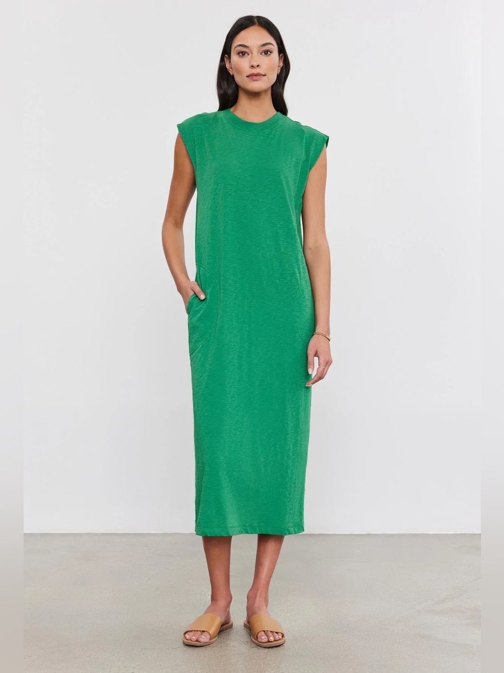Velvet by Graham & Spencer Lane Cotton Slub Midi Dress Size Medium